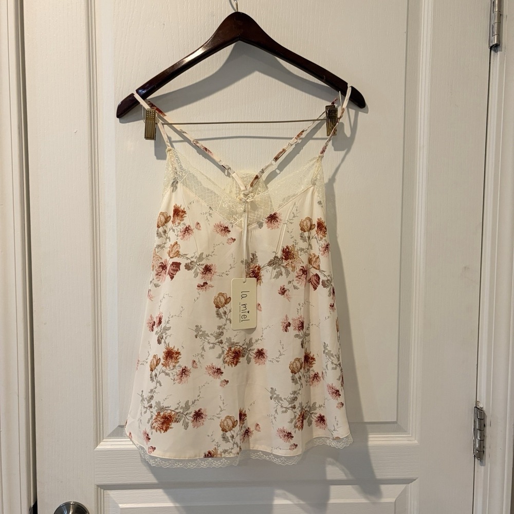 Y2K La Miel Lacey Cami Large Boho Floral Feminine Dainty